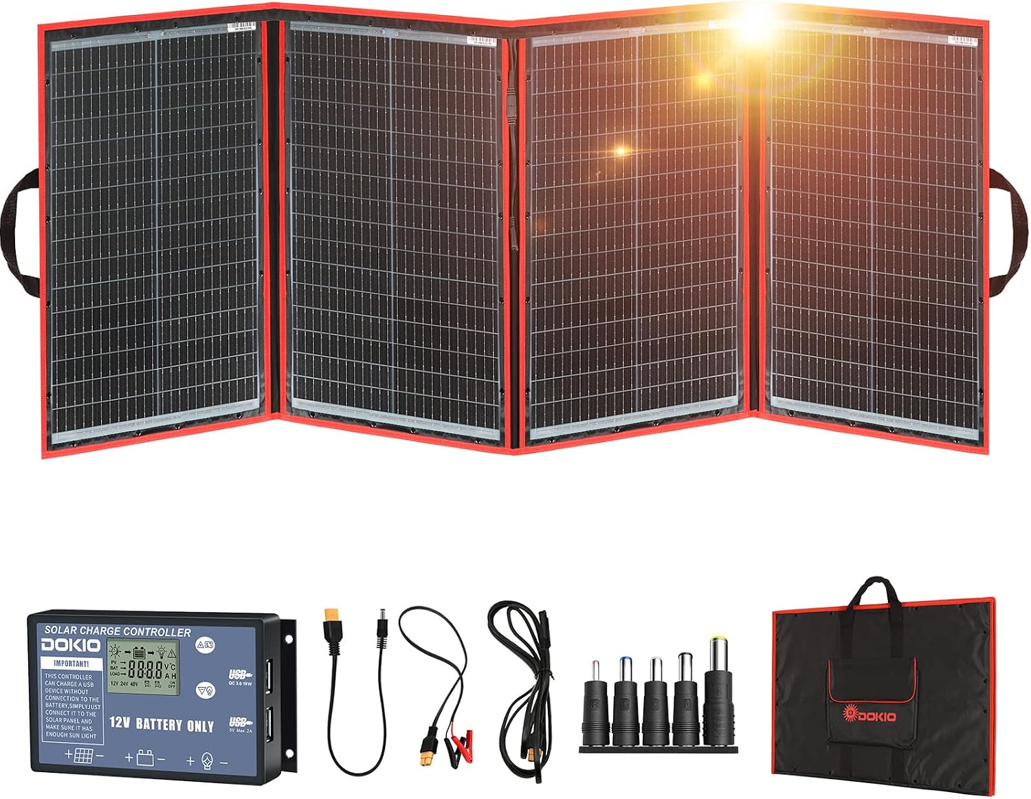 DOKIO 200W Portable Foldable Solar Panel Kit