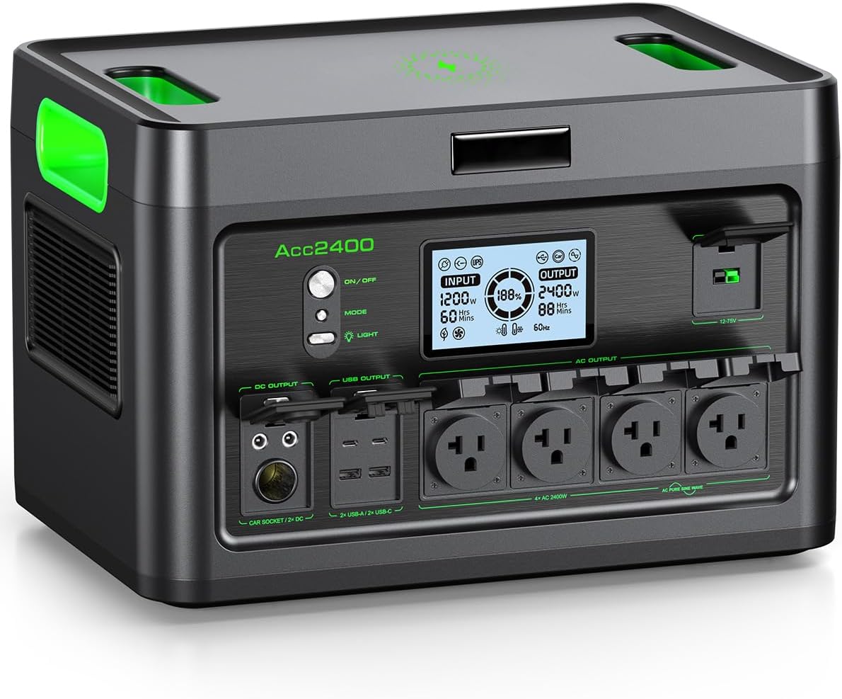 2400W Portable Power Station 1843.2Wh Solar Generator for Home Use