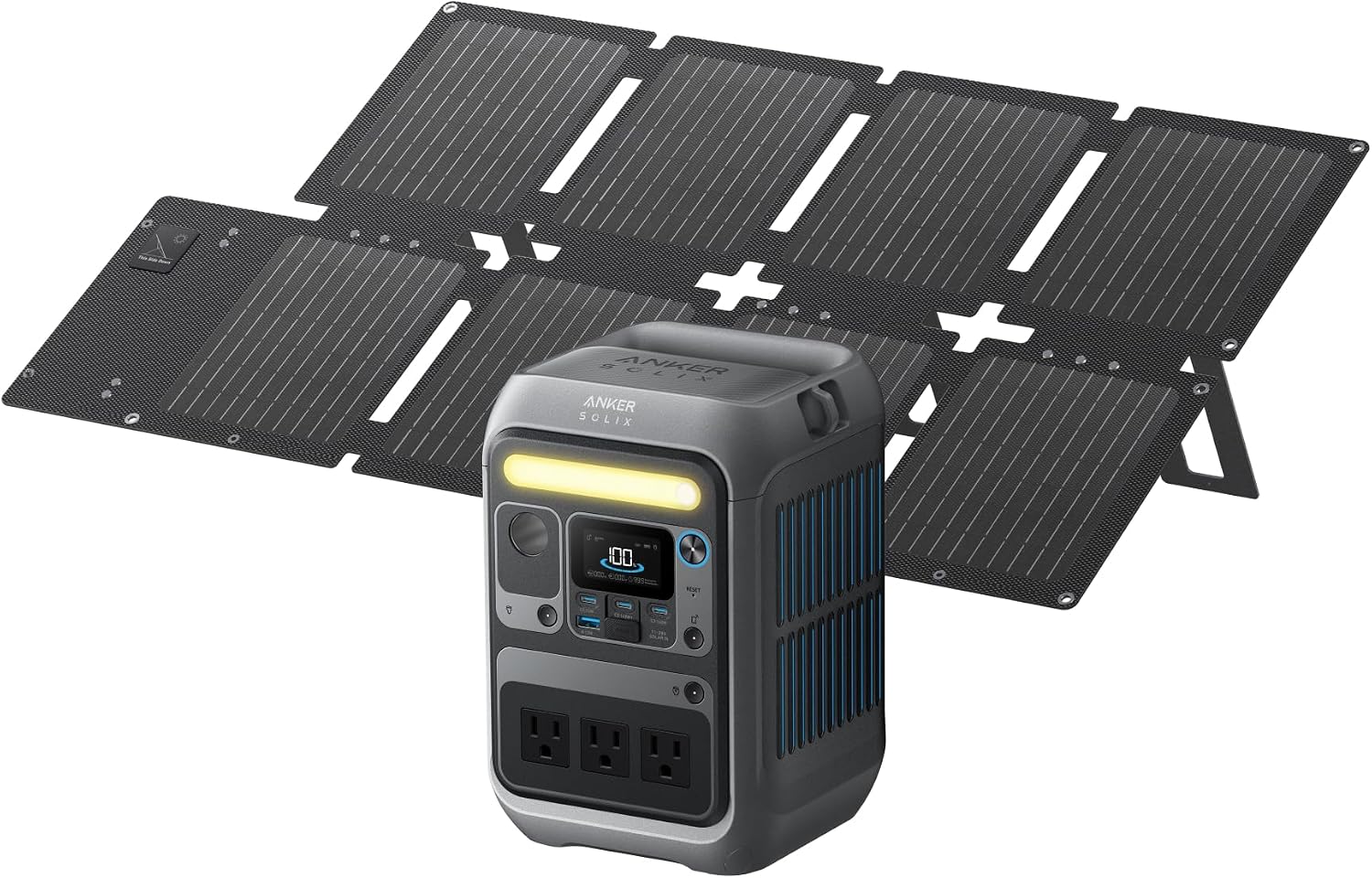 Anker SOLIX C300 Portable Power Station with 60W Solar Panel, 288Wh, 300W