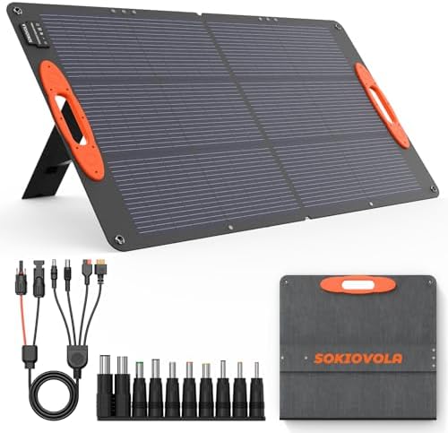 SOKIOVOLA N-Type 16BB 200W Portable Solar Panel for EF/Jackery/Bluetti/Anker Power Station Foldable Solar Panel 25% High Efficiency IP68 Waterproof for Outdoor Trip RV Camping Blackout Off Grid