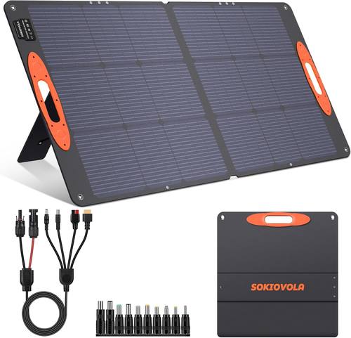 SOKIOVOLA [Upgraded] Foldable Solar Panels 50W Portable Solar Panel Charger 3 Output Ports (USB-A USB-C DC) Folding Solar Panel for Camping Hiking RV Outdoor Activities
