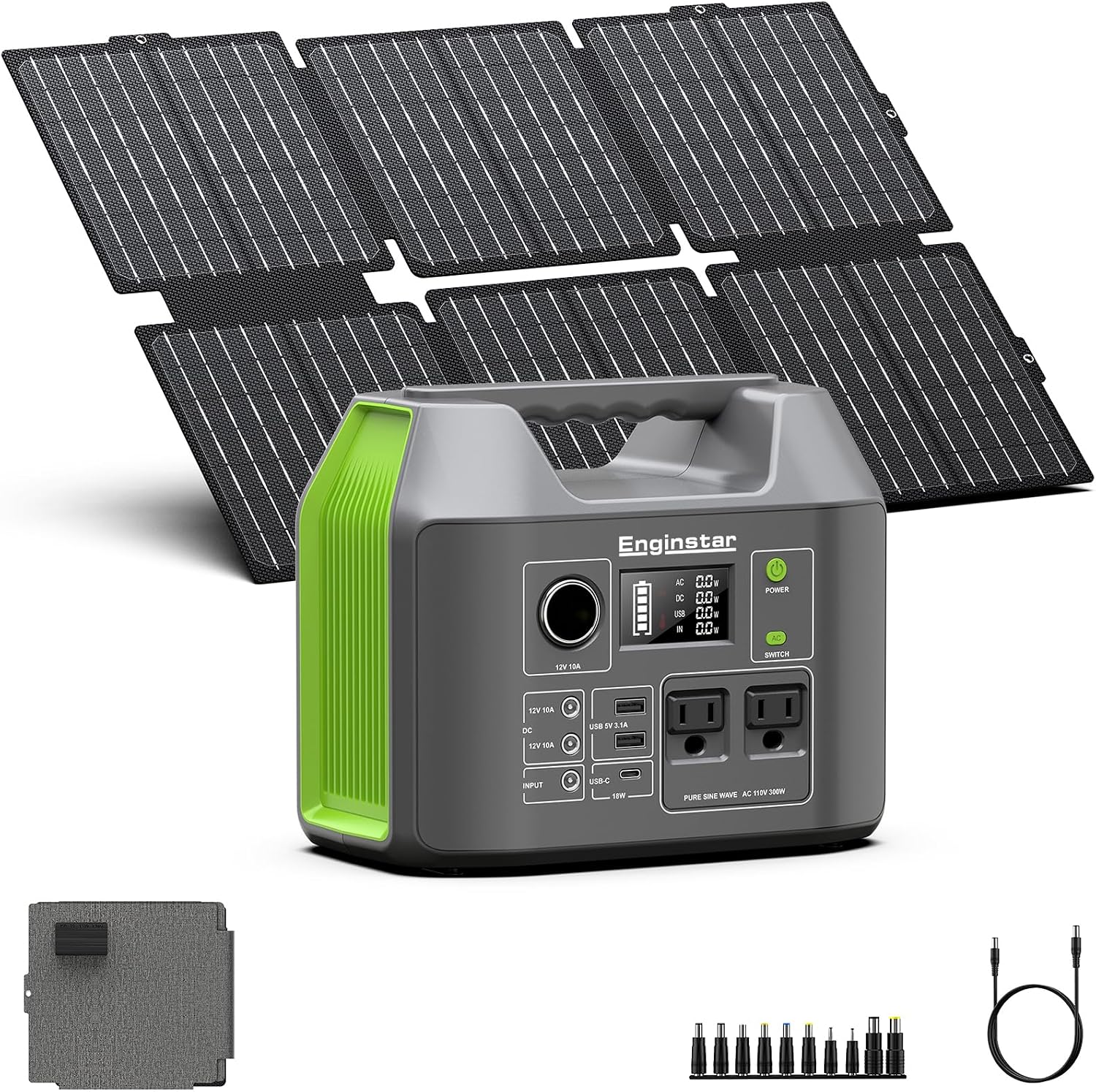 Portable Solar Generator 300W Power Station with 60W Foldable Solar Panel