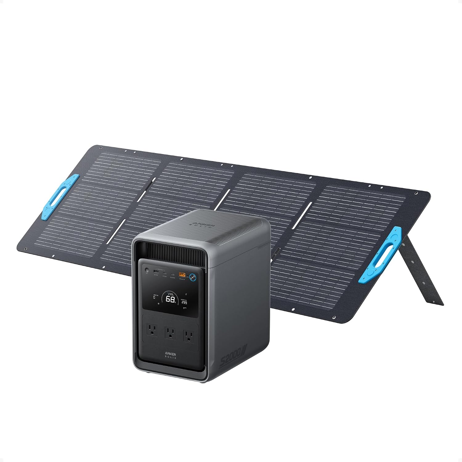 Anker SOLIX S2000 Portable Power Station and 400W Solar Panel, 2,010Wh